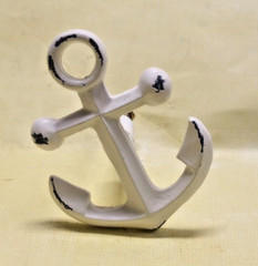 Shabby White Anchor Cabinet Knob Coastal Nautical Hardware Cast Iron