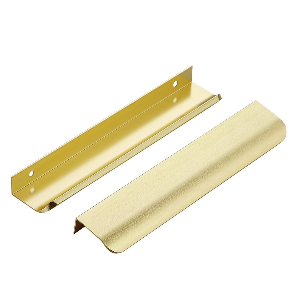 Gold Cabinet Handle 10 Pack 7.8 Inch Finger Edge Pull 6.25 Hole Center Kitchen