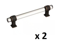 *LOT OF 2* Amerock Glacio 5-1/16 in. Clear/Oil-Rubbed Bronze Drawer Pull *NEW*
