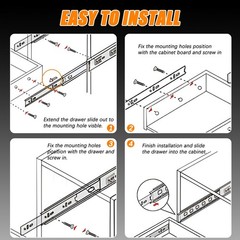 2 Pcs Metal Drawer Slides, 12 Inch Drawer Slide, Ball Bearing Two Way Slide T…