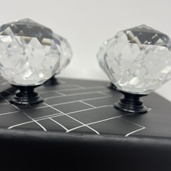 Tahari Home Round Cut Crystal Clear Drawer Knobs Pulls 6 pc Set