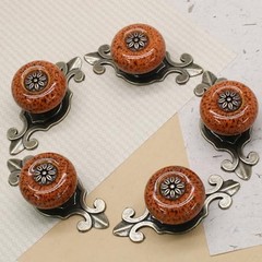 10pcs Ceramic Knobs Orange Dresser Knobs with 10 Pieces Orange with Pattern