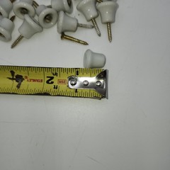 Lot of 14 Small 1/2 In. Antique Porcelain Drawer Knobs Screw Centers