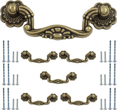 6 Pcs Drop Bail Pulls, 3 Inch Hole Centers Antique Bronze Cabinet Pulls, Zinc Al