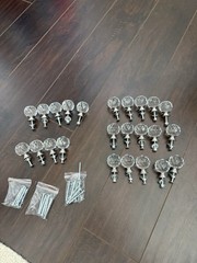 Set of 24 Crystal Glass and Silver Drawer Knobs Cabinet Pulls for Dresser