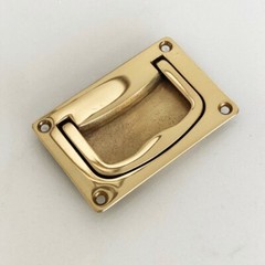 Brass Campaign Style Drawer Pull Cabinet Knob Plain Recessed Drawer Pull