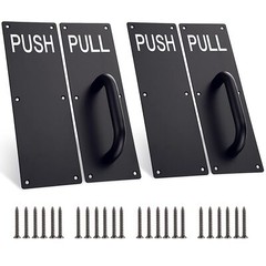 2 Sets Stainless Steel Door Handles Pull and Push Plate Door Handle for Office