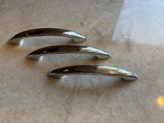 Set of 3 Unused Polished Chrome Arched Cabinet Drawer Pulls 4” Long 3” Center