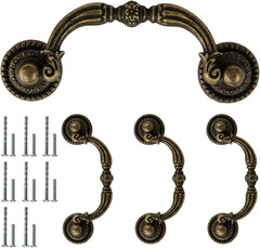 4 Pack Bail Pull Handles, 2.75 Inch Hole Center Antique Drop Drawer Pull Swing