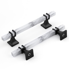 Cabinet Handles Marble Drawer Pulls and Knobs, 10Pack White Marble & Black 5i…
