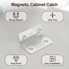 12 Pack Magnetic Cabinet Door Catches, Ultra-Thin Stainless Cabinet Door Magn…