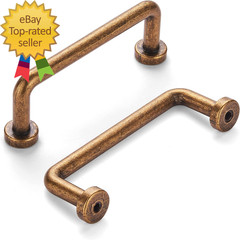 8 Pack 3 Inch(76Mm) Hole Center Antique Brass Cabinet Pulls Vintage Cabinet