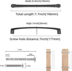 8 Pack 3908 Asidrama 7″ Hole Centers Cabinet Handles Matte Black Door Pulls (4C)