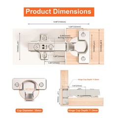 Kimdot 4 Pack Frameless Full Overlay Soft Close Cabinet Overlay, Nickel