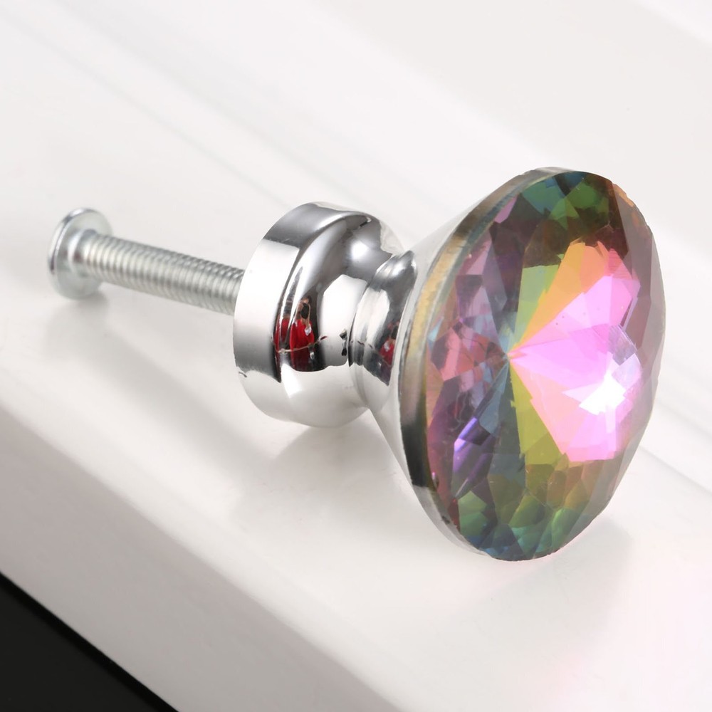 Diamond Crystal Glass Furniture Door Pull Handle Drawer Cabinet Knob Hardware HQ