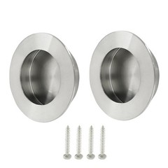 2 PCS Brushed Nickel Stainless Steel Round Recessed Door Flush Pull 2.56 Inch