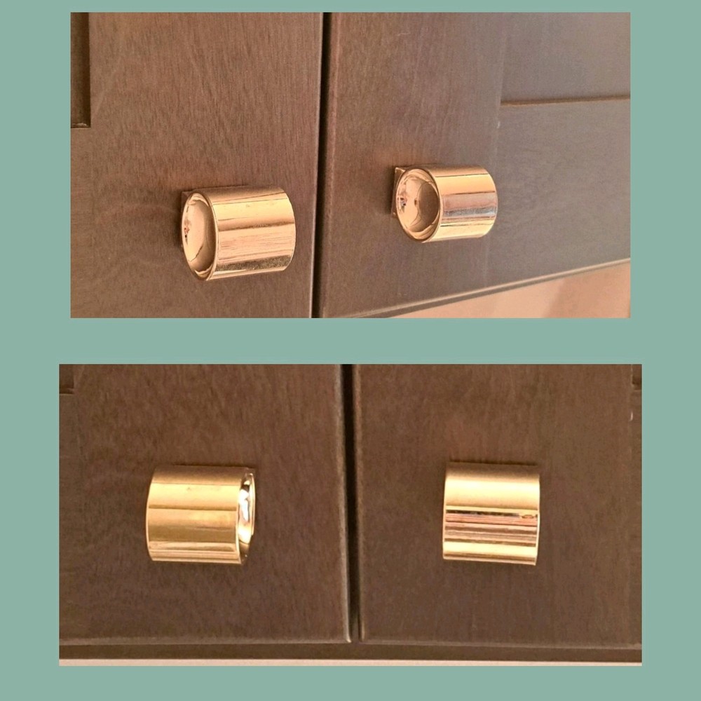10 Vintage Mid-Century Modern Barrel Plastic Cabinet Drawer Knobs Gold