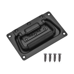 5.12″x3.43″ Spring Loaded Recessed Handle with Rubber Grip&Screws, Black