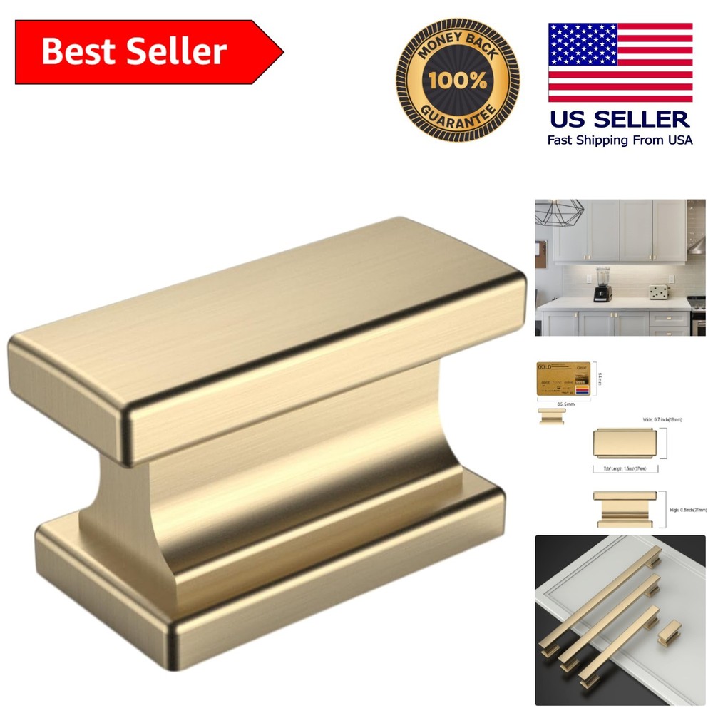 Champagne Brass Cabinet Knobs Set of 10 – 1.46 Inch Easy Install Drawer Handles