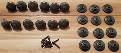 Lot of 12 Old Cabinet Furniture Knobs & Backplates Weathered Aged Bronze Finish