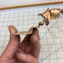4 VTG Stepped Art Deco Copper Cabinet Door Hinges w/ Screws