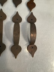 8- OLD STYLE Vintage Colonial Hammered Copper Plated Cabinet Door Pull Handles