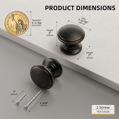 Goldenwarm 25 Pack Oil Rubbed Bronze Cabinet 1.2 inches,