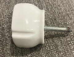 Antique Vtg White Porcelain Ceramic Drawer Knob Square Cabinet Pull Art Deco