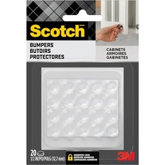 Scotch Round Rubber Cabinet Door Bumpers Pads Clear 20 Pack