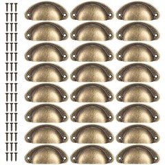 24 Pack Antique Bronze Cabinet Bin Cup Pulls Half Moon Drawer Pull Handles