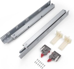 Knobonly 1 Pair 18″ Soft Close Drawer Slides, Zinc Plated Under Mount Drawer Rai