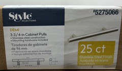 25 Pack Demi 3-3/4-in Stainless Steel Kitchen 6″ Cabinet Knob Drawer Pulls SATIN