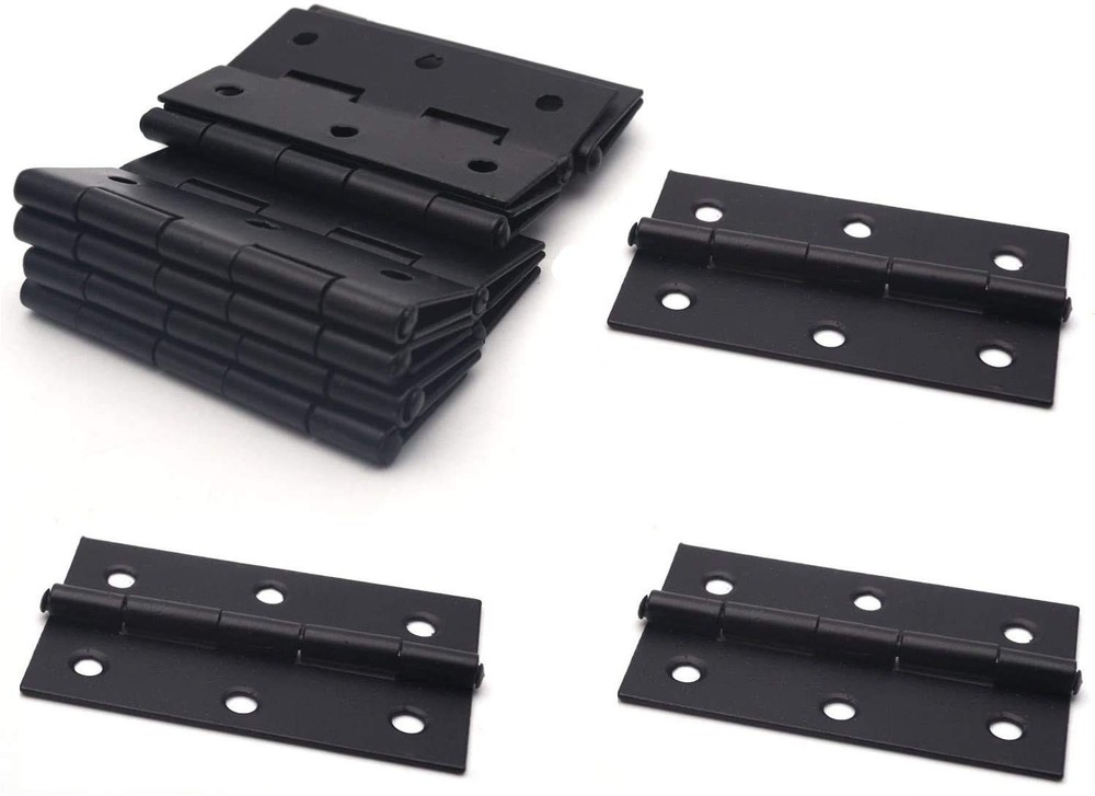 12 PCS 2.4×1.5 Inch Black Cabinet Closet Door Folding Butt Hinges Screws