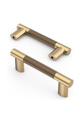 Asidrama 10 Pack 3 Inch(76mm) Knurled Brown and Champagne Cabinet Handles Pulls