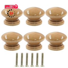 Piutouyar Wood Dresser Knobs, Mushroom Shape Wooden Drawer 34x26mm, Brown