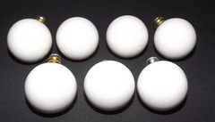 Lot of 7 Round Ball Shape White Porcelain Cabinet Drawer Pulls