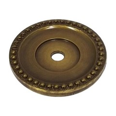 T34 – Period Brass – Beaded Cabinet Knob Backplate – Antique Brass