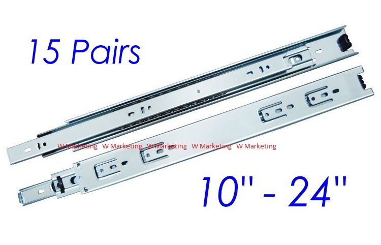 15 Pairs 10″ 12″ 14″ 24″ Full Ext 100-lb Ball Bearing Drawer Slides Slider SL02