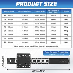 2 Set 14″ Pocket Door Slide Pocket Door Hardware KitW/ Hinges & Screws, Black