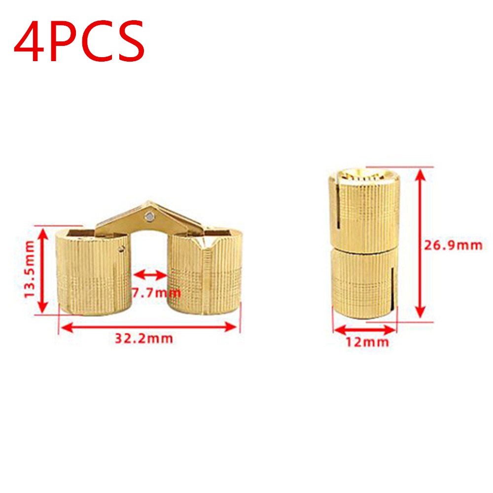 4x Copper Hidden Barrel Hinge Invisible Hinge 10mm 12mm For Concealed Worktop