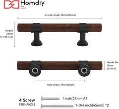 Modern Black Walnut Wood Grain Drawer Pulls – 10 Pack