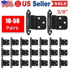 Lot Black Hinge 3/8″ Kitchen Door Cabinet Hinges Self Closing Inset Face Mount