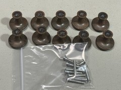 Lot of 10 Vintage Door Drawer Cabinet Round Knob Pulls W Screw