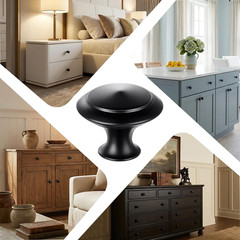 35 Pack Cabinet Knobs 1-1/4 Inch (30Mm), Matte Black round Drawer Knobs, Stainle