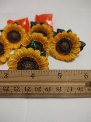 Yellow Sunflower Cabinet Knobs Set of 6 Floral Resin Drawer Pulls with Screws