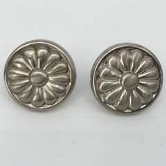 Flower Round Silver Metal Cabinet Knob Set of 2 Boho Cottage Core Kitchen Decor