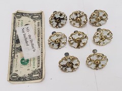 French Bonaventure Cream Brass & White Drawer Pull Handle Capodimonte – LOT of 8