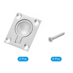 Flush Ring Pull Handle, 2Pcs – 316 Stainless Steel Square Recessed Door Pull