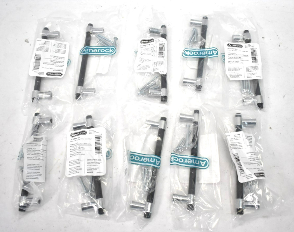 Lot of 10 Amerock Destine 5-1/16″ Center Pulls Matte Black Polished Chrome