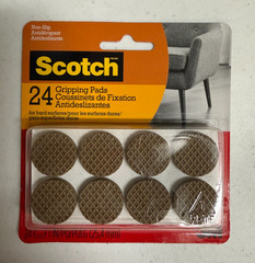 Scotch Anti-Slip Gripping Pads: 1-inch diameter / 24-pack (Brown) SP939-NA-1